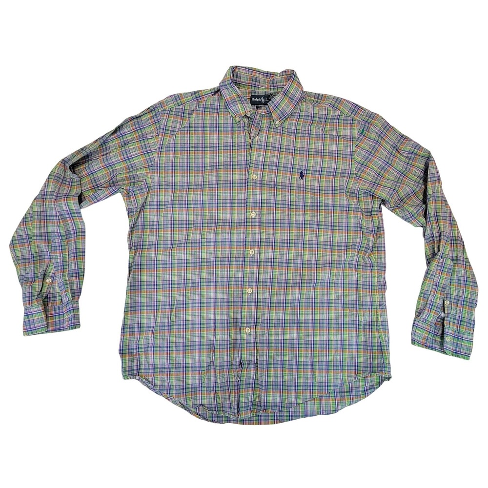 Ralph Lauren Plaid Button Down Shirt Men's Size L Multi Color Long‎ Sleeve